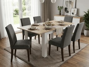 Masa extensibila de dining MADO 120/160x80 cm, alb/stejar sonoma