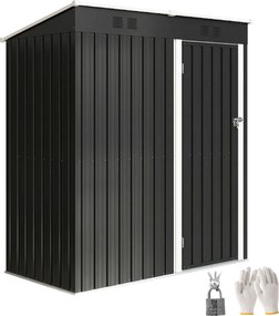 Outsunny Șopron exterior pentru grădină 1,37 m² 163x90x179 cm cu ușă cu încuietoare și grile de ventilație Gri închis | Aosom Romania