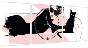 Tablou - Doamnă de modă (cu ceas) (90x30 cm)