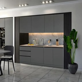Mobilier de bucătărie, 2 m, grafit, ASTI