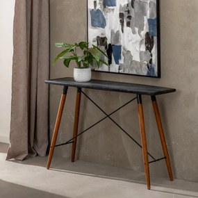 Masă consolă neagră din metal 38x120 cm Oslo – Ixia