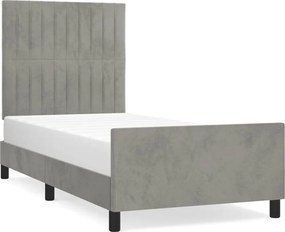 vidaXL Cadru de pat fără saltea, gri deschis, 90x200 cm, catifea