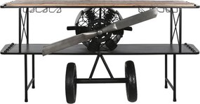 Consolă tip bar din metal și lemn, negru, "Airplane"