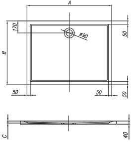 Cadita dus slim dreptunghiulara 100x80 cm KolpaSan, Flamenco