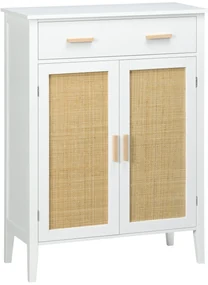 HOMCOM Mobilier pentru încălțăminte de depozitare cu 2 uși efect canelură sertar 80 x 35 x 110 cm alb | Aosom Romania
