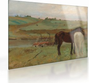 Tablou pe sticlă - Edgar Degas, Horses in a Meadow, reproducere (70x50 cm)