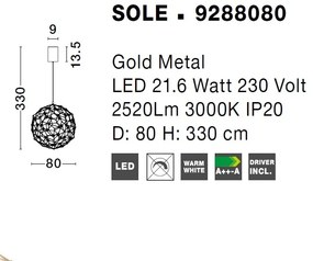 Lustra LED deosebita design modern SOLE, 80cm NVL-9288080