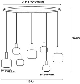 Lustră pe cablu Lucide 45405/07/30 ELOISE 7xE27/40W/230V negru