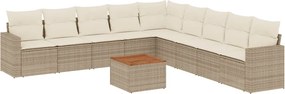 vidaXL Set canapele de grădină cu perne, 10 piese, bej, poliratan