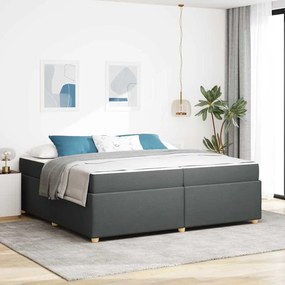 vidaXL Cadru de pat cu saltea Gri închis 200 x 200 cm țesătură