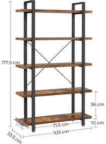 Bibliotecă NAVARO maro/negru