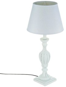 Lampa de masa PATINE BLANC cu abajur, 55 cm, alb