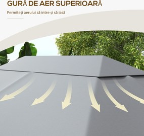 Outsunny Acoperiș de Schimb pentru Foișor, Rezistent la Intemperii, 397 x 297 cm, Gri Deschis | Aosom Romania