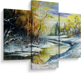 Tablou - Râu de iarnă, pictură în ulei (90x60 cm)