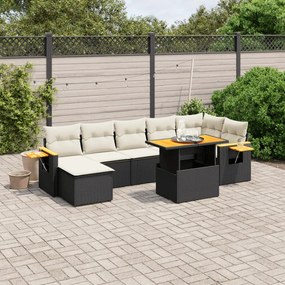 3273625 vidaXL Set mobilier de grădină cu perne, 8 piese, negru, poliratan