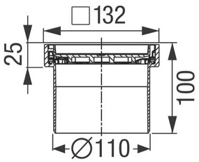 Sifon pardoseala baie cu margini inox Kessel, System 100