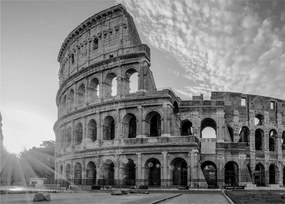 Tablou pe sticlă - Colosseum din Roma, alb-negru (70x50 cm)