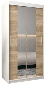 Dulap de haine 100 cm Toki 1 (alb mat + stejar sonoma). 1064876