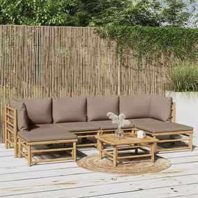 3155133 vidaXL Set mobilier de grădină cu perne gri taupe, 7 piese, bambus