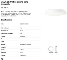 Lustra LED dimabila aplicata design XXL 75cm MEGA