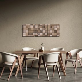 Tablou - Cuburi bej (cu ceas) (90x30 cm)