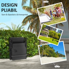 Outsunny Șezlong Pliabil, Spătar Reglabil în 5 Trepte, Pernă, Tapițerie, până la 120 kg, Oțel, Gri Deschis, 58 x 189 x 32,5 cm | Aosom Romania