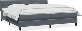 vidaXL Pat box spring cu saltea, gri închis, 180x210 cm, catifea