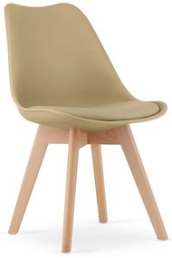 Set de masa 1 + 4, masa alba ADRIA 120x80 cm + scaun bej BALI MARK cu picioare din fag