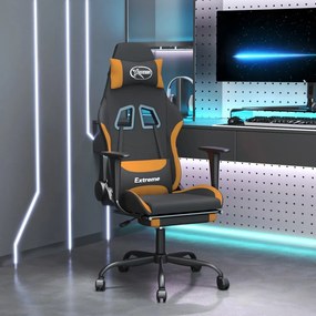 3143727 vidaXL Scaun de gaming cu suport picioare, negru și oranj, textil