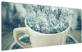 Tablou - Lumea de iarnă într-o căniță (120x50 cm)