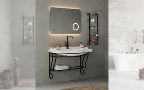 Set lemn masiv alb Mobilier Baie Suspendat Greyson Model G1 /Negru - Negru