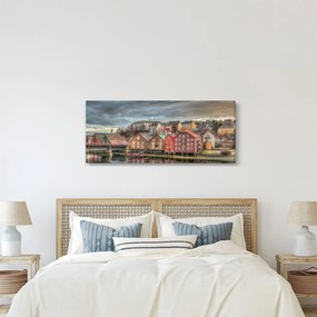 Tablou - Case lângă râu (120x50 cm)