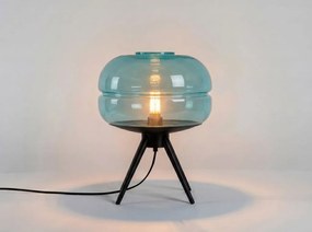 Lampa de masa LUX sticla albastra si otel negru