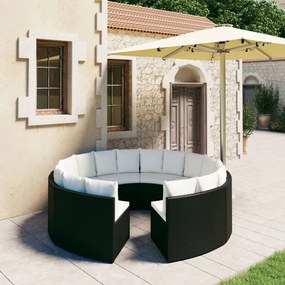 3064902 vidaXL Set mobilier de grădină cu perne, 8 piese, negru, poliratan