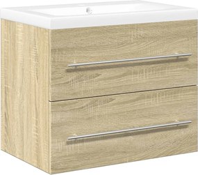 vidaXL Set mobilier de baie, 2 piese, stejar sonoma, lemn prelucrat