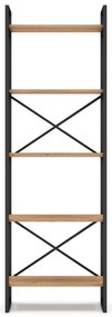 Etajeră negru/natural cu aspect de lemn de stejar 58x175 cm Dusan – Marckeric