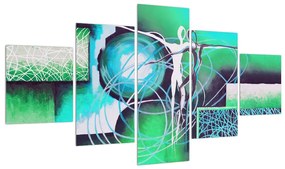 Tablou abstract cu danasatori albaștri  (125x70 cm), în 40 de alte dimensiuni noi