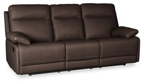 Canapea cu Recliner Asaka 3L, 213x85x100 cm, Piele Naturala, Maro