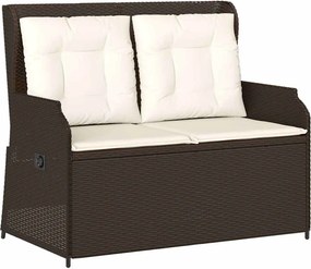 vidaXL Bancă de grădină rabatabilă cu perne, maro, poliratan