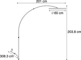 Lampă de podea arcuită de design aurie, cu LED, cu dimmer în 3 trepte - Anello
