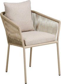 Scaun de grădină bej din metal/capitonat Salerno – House Nordic