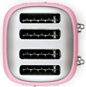Prăjitor de pâine SMEG 50's Style TSF03PKEU, 2000 W, 4 felii, 6 niveluri, Tava pentru firimituri, Cablu integrat, Oțel inoxidabil, Roz