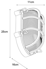 Lampă de perete de exterior argintie ovală IP44 - Noutica