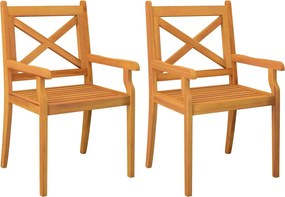 vidaXL Scaune de exterior, 2 buc., lemn masiv de acacia