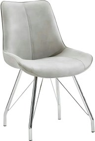 Scaun MADORA, gri/crom, textil cu efect de piele intoarsa/metal, 54x60