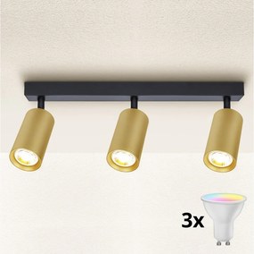 Brilagi - Spot LED dimabil SELE GOLDEN 3xGU10/6W/230V negru/auriu