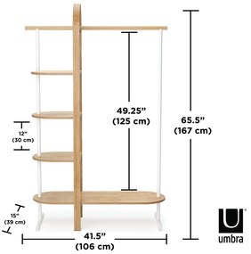 Set pentru hol alb/în culoare naturală din lemn masiv de eucalipt Bellwood – Umbra