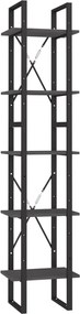 vidaXL Bibliotecă cu 5 rafturi, gri, 40x30x175 cm, lemn masiv de pin