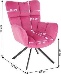 Scaun de design, ţesătură roz, KOMODO