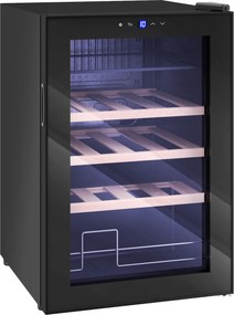 HOMCOM Răcitor pentru Vinuri de 53L cu Rafturi Ajustabile pentru 12 Sticle și 25 Doze, Răcitor Vinuri din Oțel, Lemn și Sticlă Temperată, 43x45x64 cm, Negru | Aosom Romania